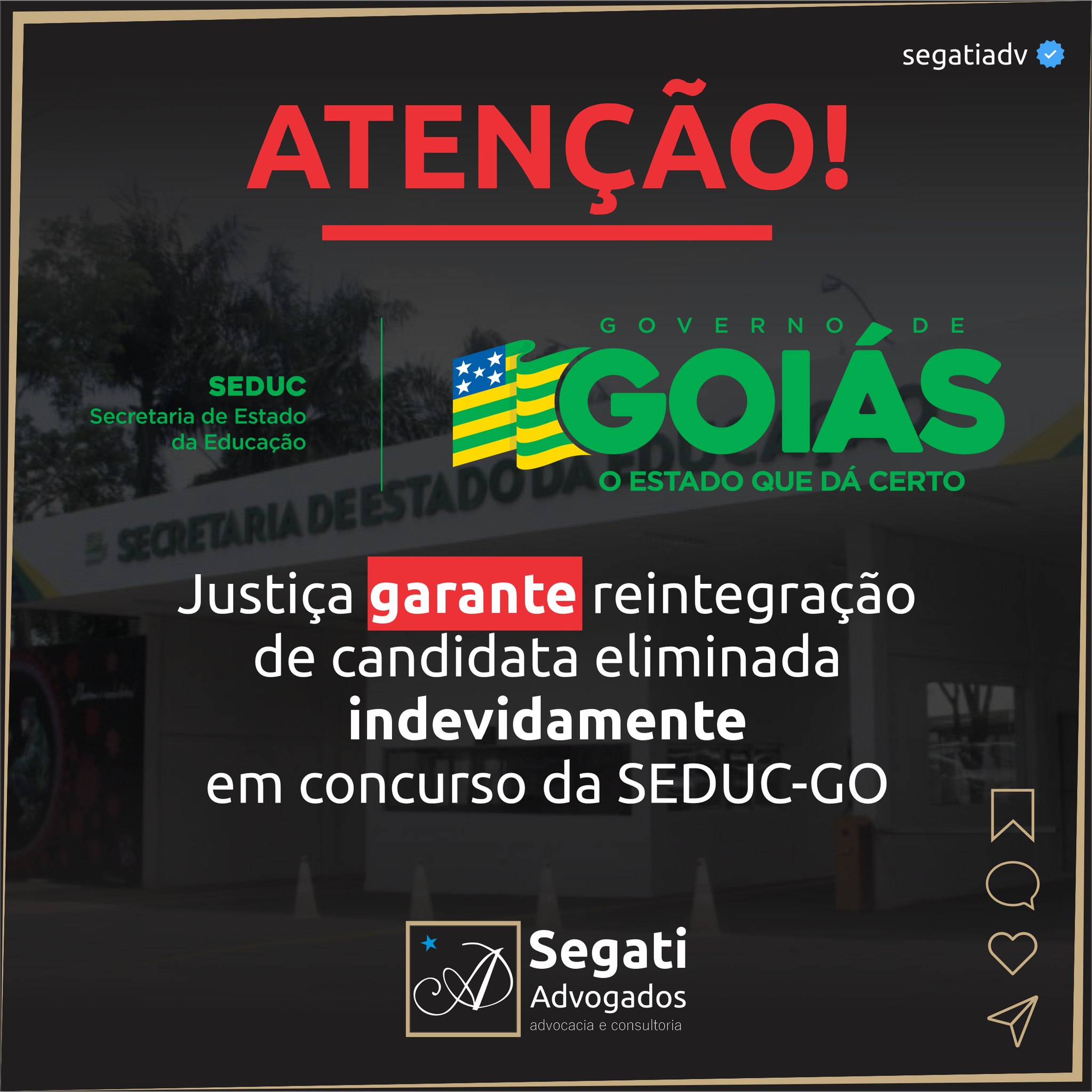 Justiça garante reintegração de candidata eliminada indevidamente em concurso da SEDUC-GO